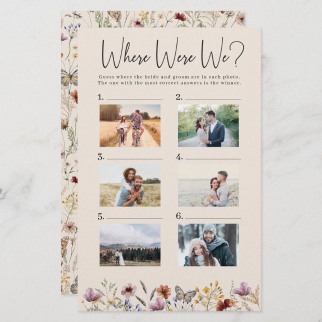 Lámina Boho Photo Bridal Shower Game (Anverso / Reverso)