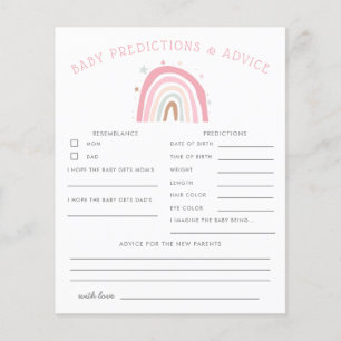 Lámina Boho Pink Rainbow Baby Predictions & Advances Card