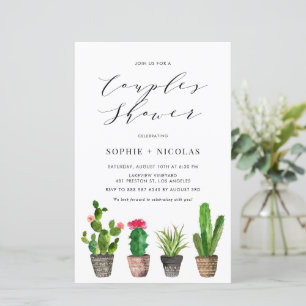 Lámina Boho Potted Cactus Parejas Invitación a la ducha