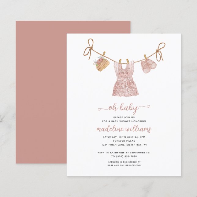 Lámina BOHO PRESUPUESTO Chica De Ropa De Bebé Oh Baby Sho (Anverso / Reverso)