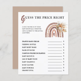 Lámina Boho Rainbow | Adivina El Precio Correcto Baby Sho