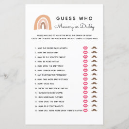 Lámina Boho Rainbow Adivinan A Quién Mami O Papi Juegan C