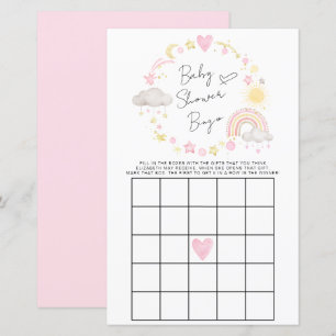 Lámina Boho Rainbow Baby Girl Shower Bingo Juego