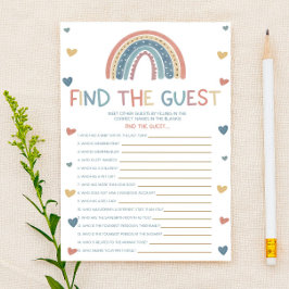 Lámina Boho Rainbow Encuentra el juego de Baby Shower inv