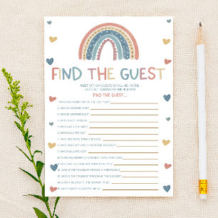 Lámina Boho Rainbow Encuentra el juego de Baby Shower inv