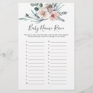 Lámina Boho Rosa Baby Shower Baby Name Race Game