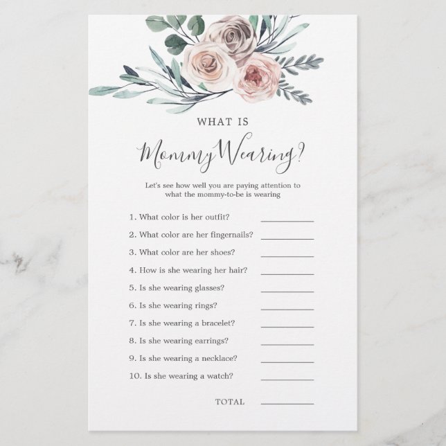 Lámina Boho Rosa Baby Shower Qué está usando mamá (Anverso)