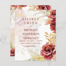 BOHO Rosa Borgoña Boda de Grass Pampas