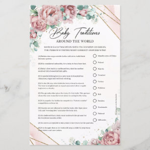 Lámina Boho rosa de color rosa rosa rosado marco de oro B