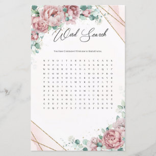 Lámina Boho rosa oro eucalipto verde Word Search