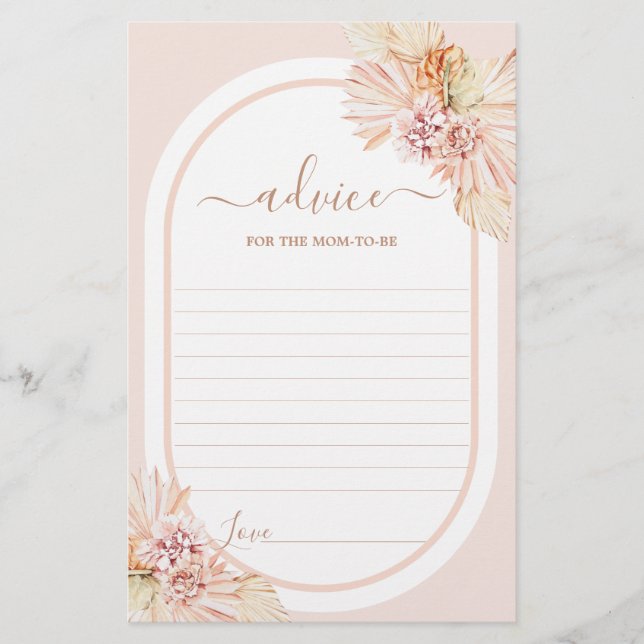 Lámina Boho Rubor Desert Advances para Mamá para Ser Tarj (Anverso)