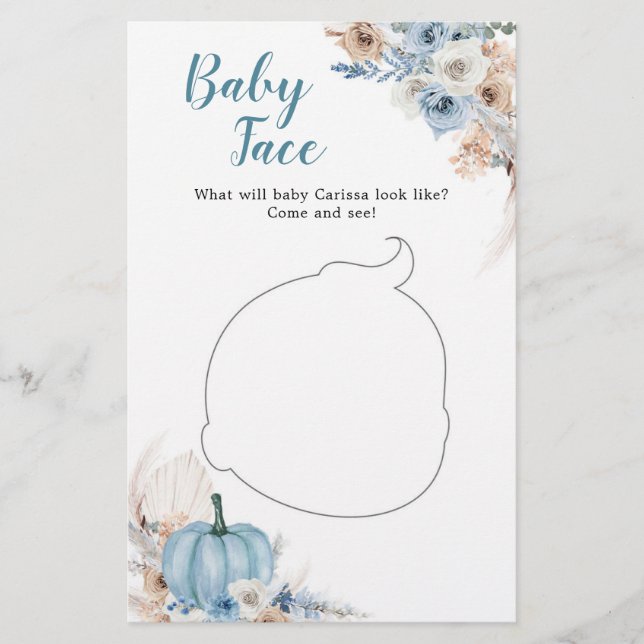 Lámina Boho Rústica Calabaza Caída Baby Shower Bebé Cara (Anverso)