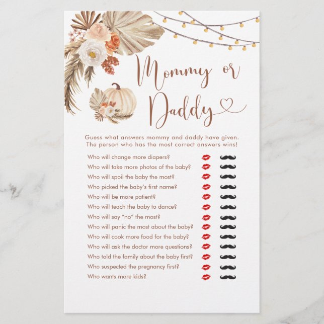 Lámina Boho Rústico Calabaza Enamorarse Mami o Papi (Anverso)