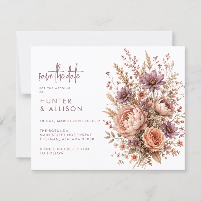Lámina Boho Save the Date | Otoño (Anverso)