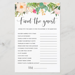 Lámina Boho Succulents Floral Find the Guest Game