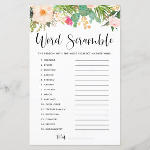Lámina Boho Sucultura Bebé Palabra Scramble Ducha Juego