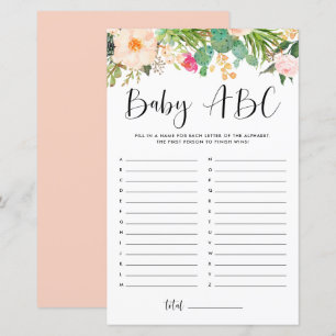 Lámina Boho Suculum Baby ABC Juego de Baby Shower