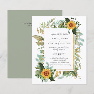 Lámina Boho Sunflower Sage Greenery Boda
