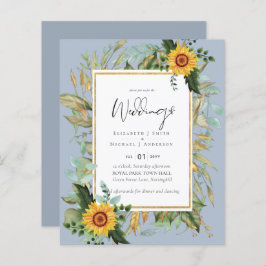Lámina Boho Sunflowers Greenery Watercolor Boda PRESUPUES