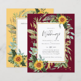 Lámina Boho Sunflowers Greenery Watercolor Boda PRESUPUES