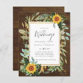 Lámina Boho Sunflowers Greenery Watercolor Boda PRESUPUES