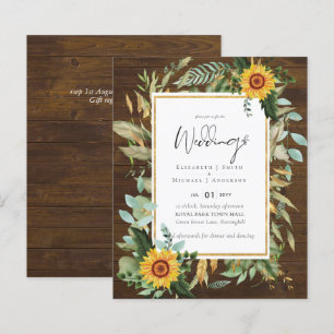Lámina Boho Sunflowers Greenery Watercolor Boda PRESUPUES