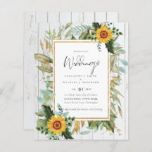 Boho Sunflowers Greenery Watercolor Boda PRESUPUES