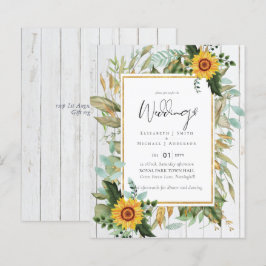 Lámina Boho Sunflowers Greenery Watercolor Boda PRESUPUES