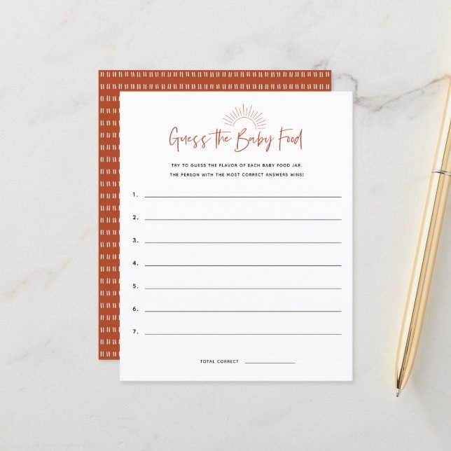 Lámina Boho Sunshine Adivinan El Juego De Baby Shower De  (Anverso/Reverso In Situ)