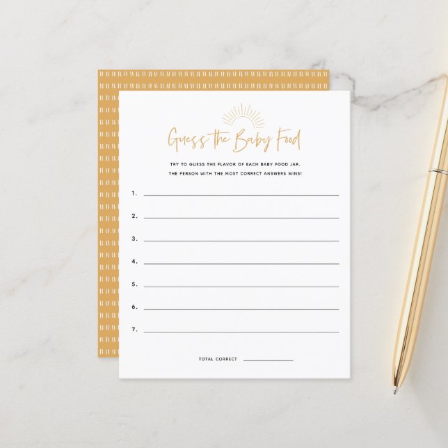 Lámina Boho Sunshine Adivinan El Juego De Baby Shower De  (Anverso/Reverso In Situ)