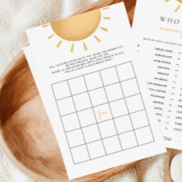 Lámina Boho Sunshine Baby Shower Bingo Activity Games