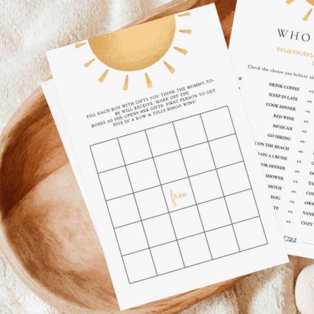 Lámina Boho Sunshine Baby Shower Bingo Activity Games (Subido por el creador)