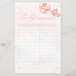 Lámina Boho Teddy Bear Baby Shower Juego de carreras de n