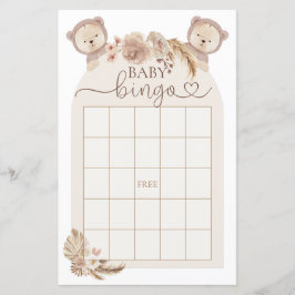 Lámina Boho Teddy Bear Bingo Juego de Baby Shower