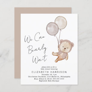 Lámina Boho Teddy Bear Globos Invitación a Baby Shower