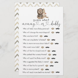 Lámina Boho Teddy Oear Baby Shower Adivina quién juega