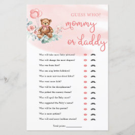 Lámina Boho Teddy Oso Mami o Papi juego del bebé