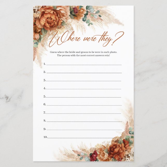 Lámina Boho Terracotta pampas burgundy Dónde estaban (Anverso)