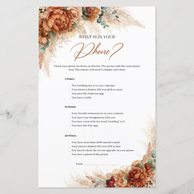 Lámina Boho Terracotta y Borgoña Lo que hay en tu teléfon (Anverso)