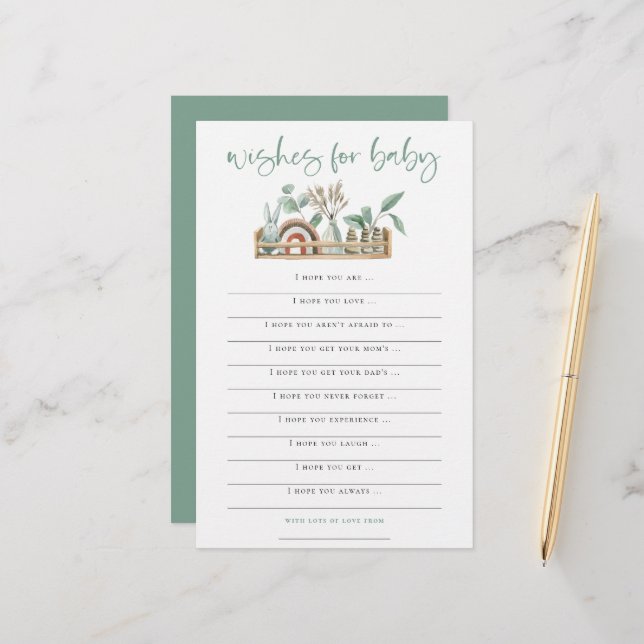 Lámina Boho Toys Sage desea un juego de Baby Shower (Anverso/Reverso In Situ)