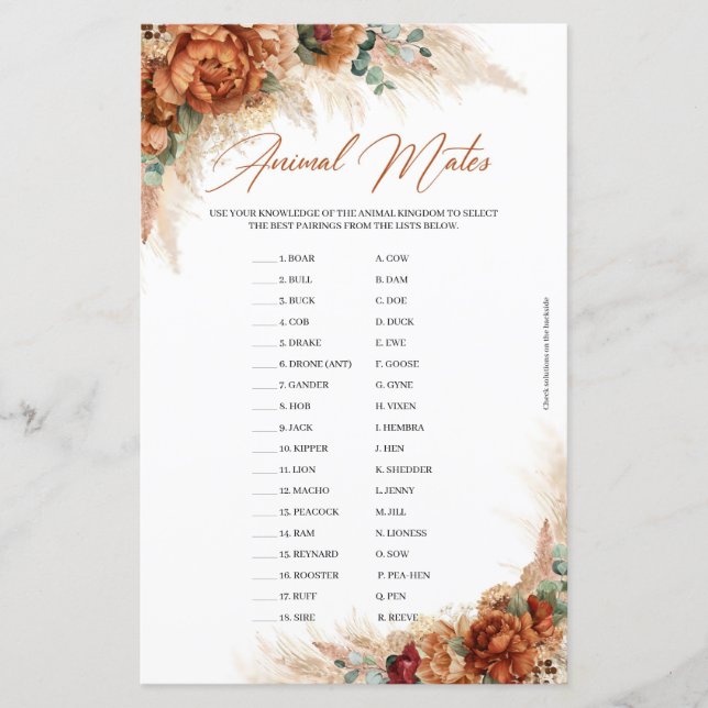 Lámina Boho tropical terracota verde Animal Mates (Anverso)