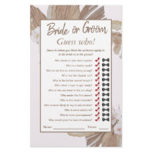 Boho Watercolo Dry Pampas Grasa Bridal Shower Game