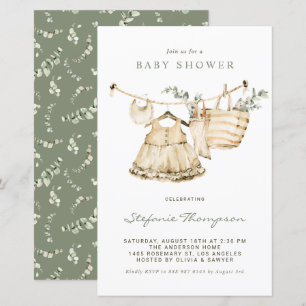 Lámina Boho Watercolor Clothesline Chica Baby Shower