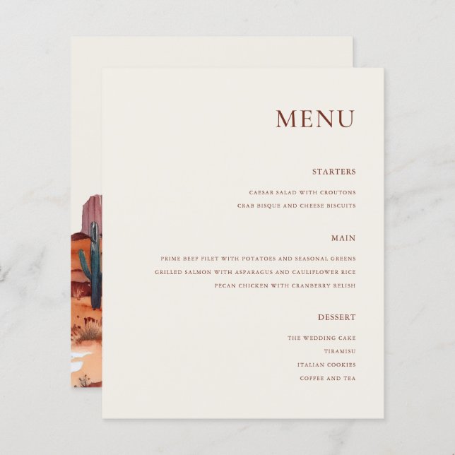 Lámina Boho Watercolor Desert Boda (Anverso / Reverso)