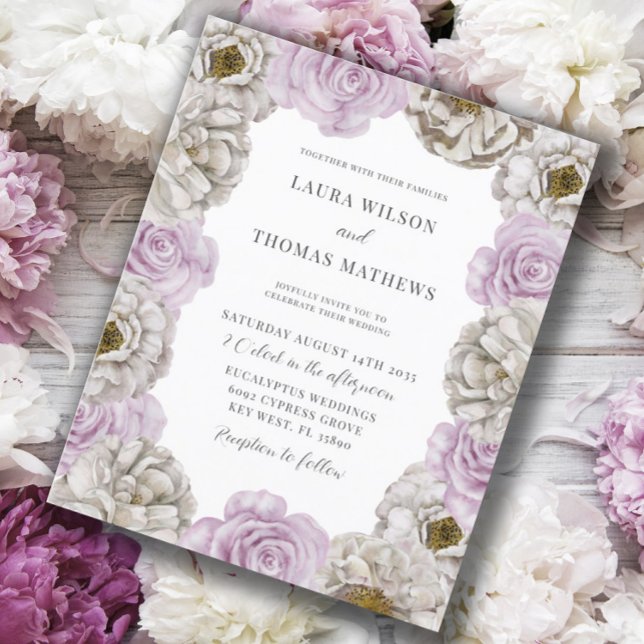 Lámina Boho Watercolor Florals Boda rosa y blanco (Subido por el creador)