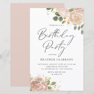 Lámina Boho Watercolor Mauve Feach Flowday Party