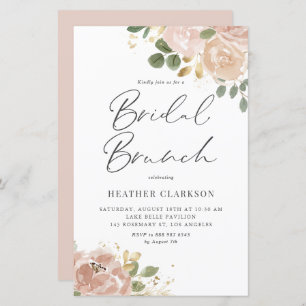 Lámina Boho Watercolor Mauve Peach Flowers Bridal Brunch