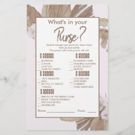 Lámina Boho Watercolor Pampas Grass Bridal Shower Game