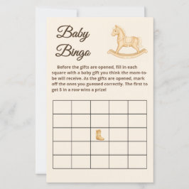 Lámina Boho Western Rocse Horse Baby Bingo Game Card