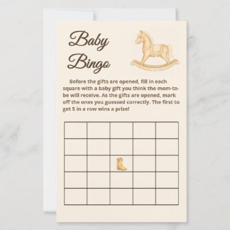 Lámina Boho Western Rocse Horse Baby Bingo Game Card